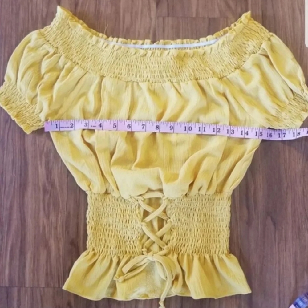 NWT Smocked Lace-Up Off The Shoulder Top - Picture 7 of 12